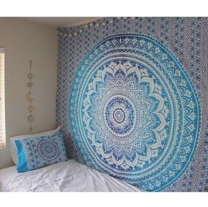 Large Blue Tapestry Queen Size Blue Ombre Tapestry